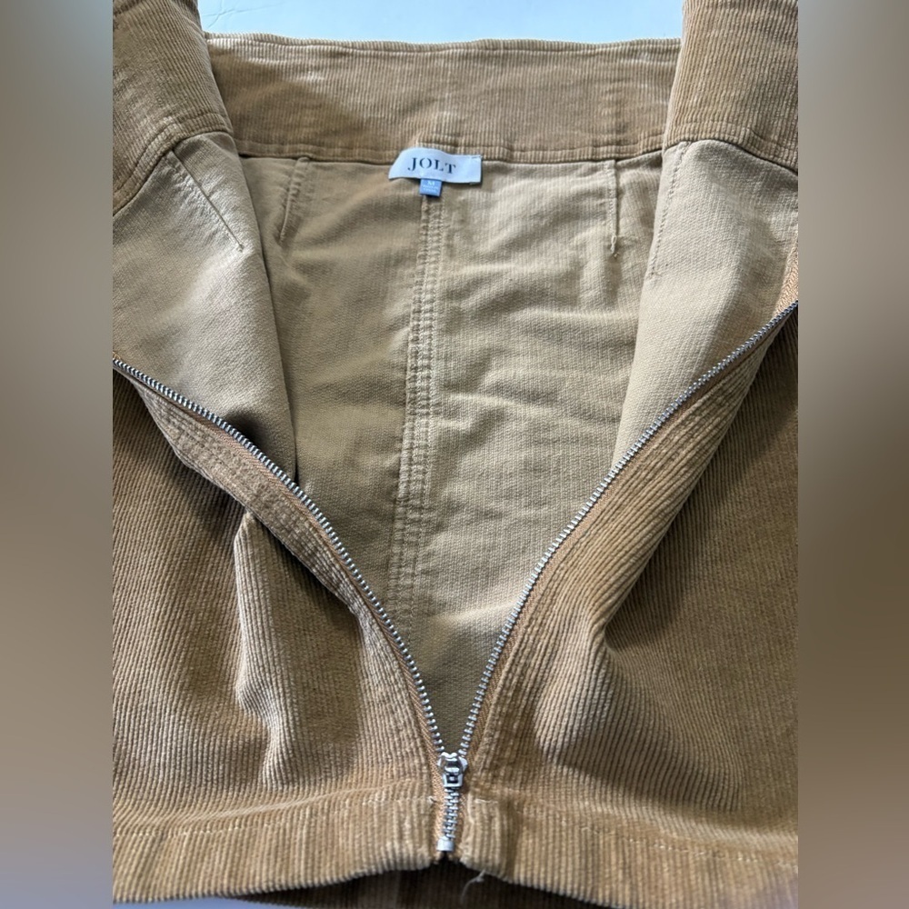 Jolt Golden Tan Corduroy Mini Skirt. Full Front Zip. Junior Size M - Picture 7 of 7